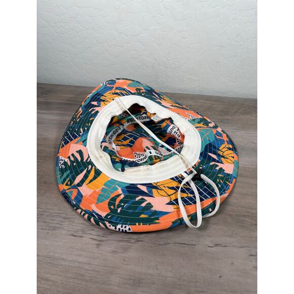 Dutch Bros (Brother) Hawaiian Print Orange Blue Unisex Bucket Hat- One Size- EUC - Picture 3 of 4